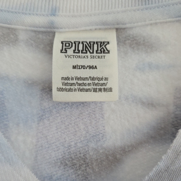 PINK Victoria's Secret Blue and White V-Neck Shirt - Picture 2 of 10